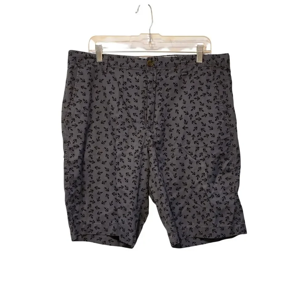 J. Crew Blue chino shorts with anchor pattern 36